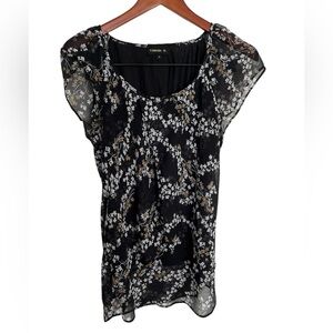 Tamara H. Black Floral Blouse size small
